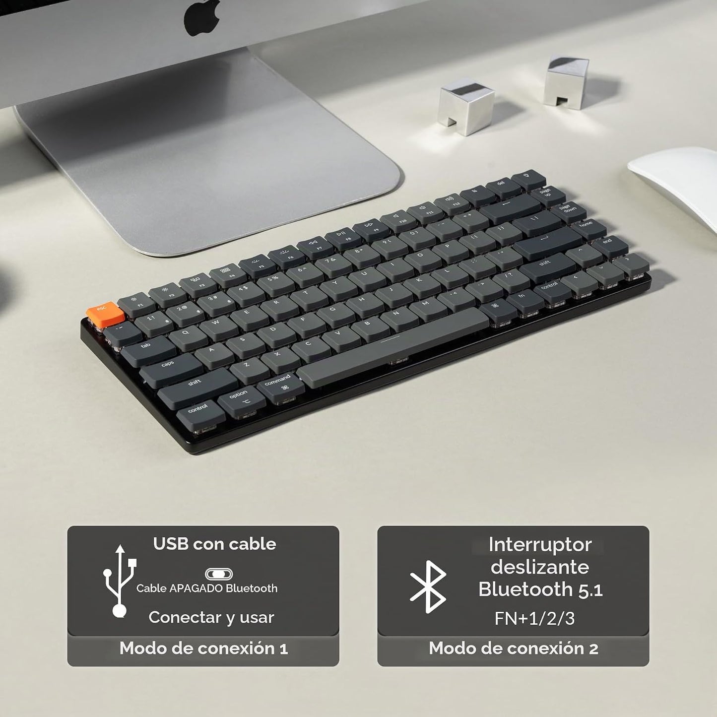 Keychron K3 Versión 2, Teclado mecánico inalámbrico Bluetooth\/USB...