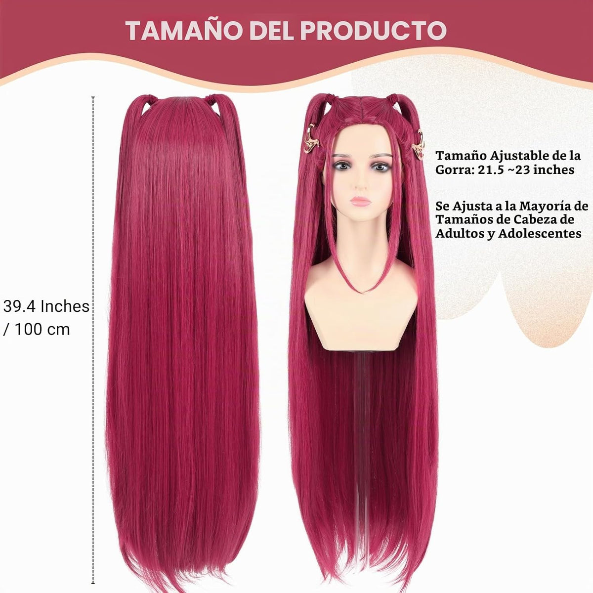PUREHAIR Peluca de disfraz de anime rojo de 39 pulgadas de largo, f...