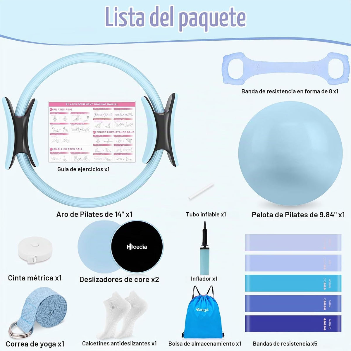 Hoedia Kit de Pilates de 17 Piezas para Mujeres, Equipo de Pilates...