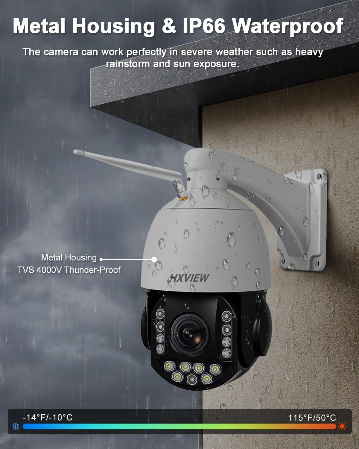 HXVIEW Cámara de seguridad PTZ 4K para exteriores con zoom óptico d...