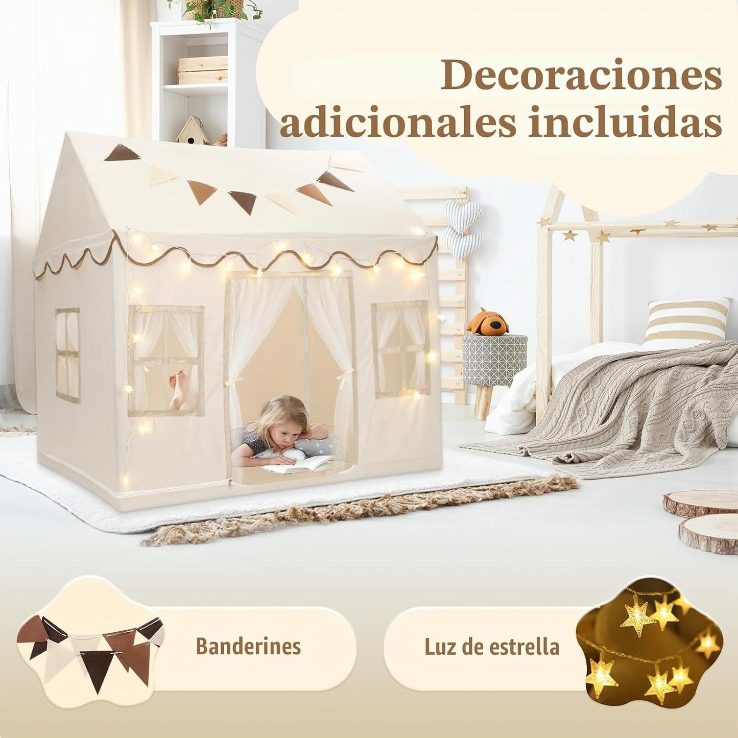 BOLERLE Tienda de campaña para niños, casa de juegos grande con cue...