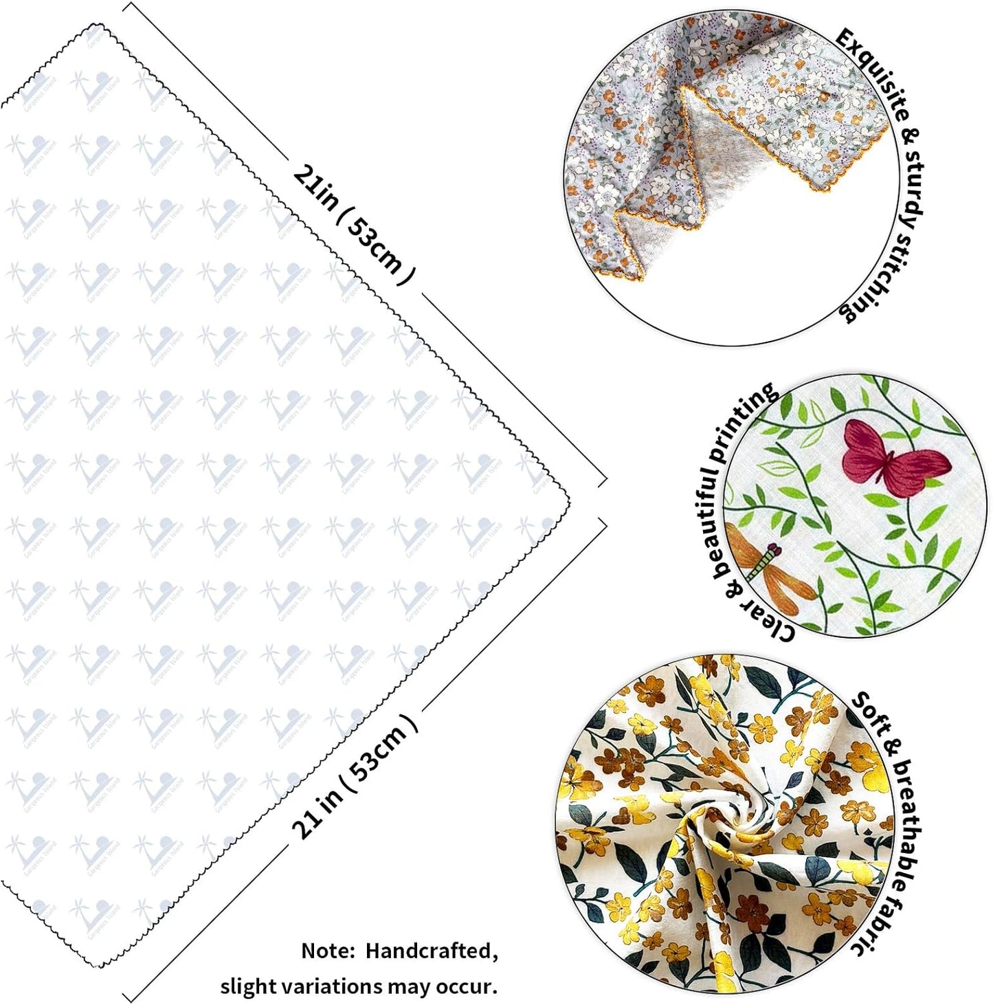Gorgeous Island Paquete de 4 bandanas 100% algodón para mujer de 22...