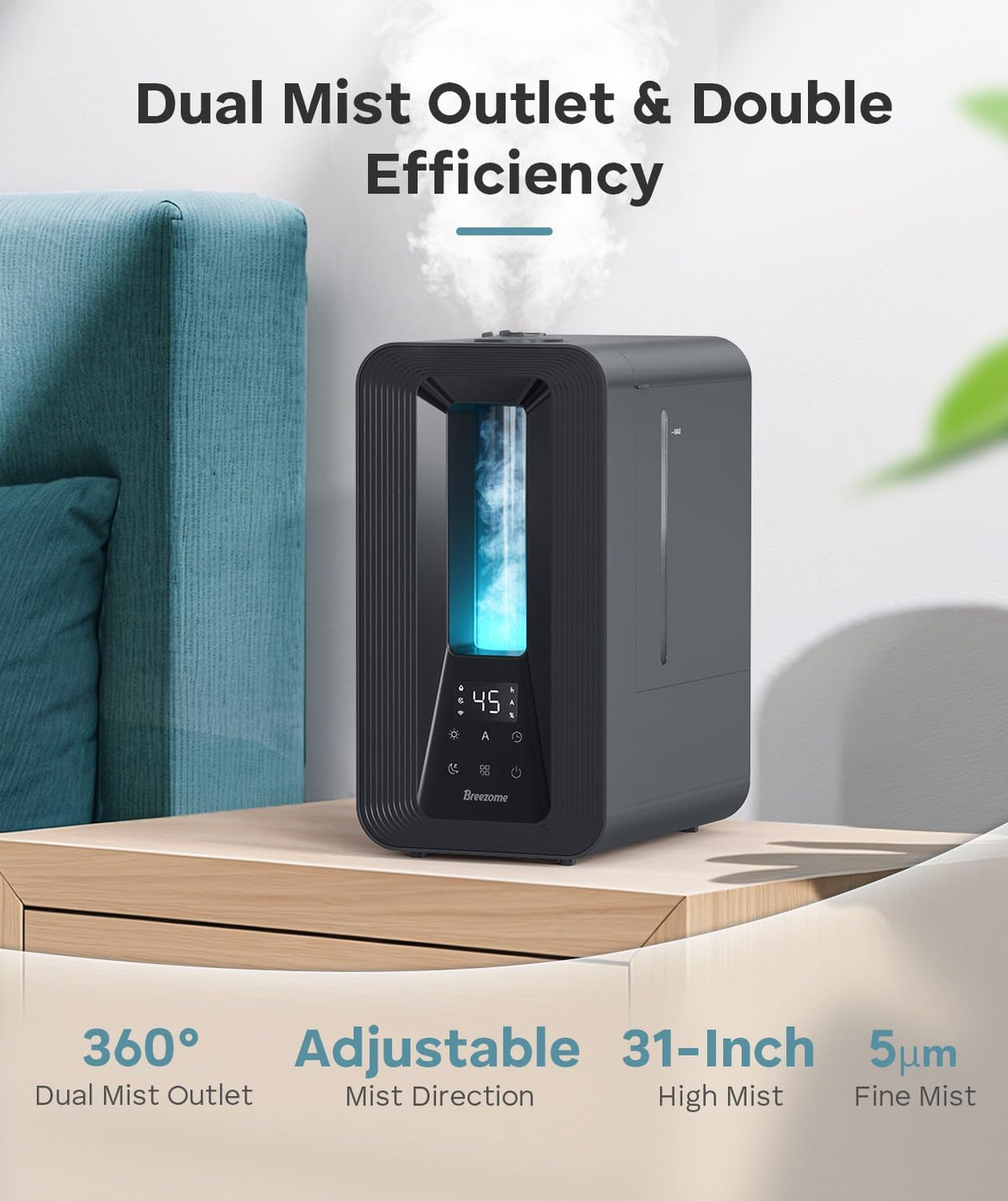 BREEZOME Humidificadores de 6L para dormitorio, humidificador de ll...