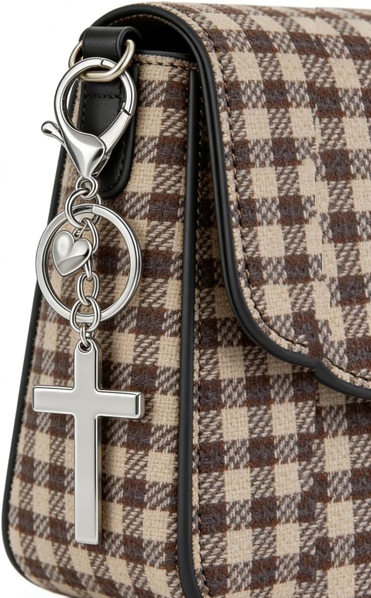 Rikhiua Llavero de cruz con corazón, regalo religioso cristiano de...