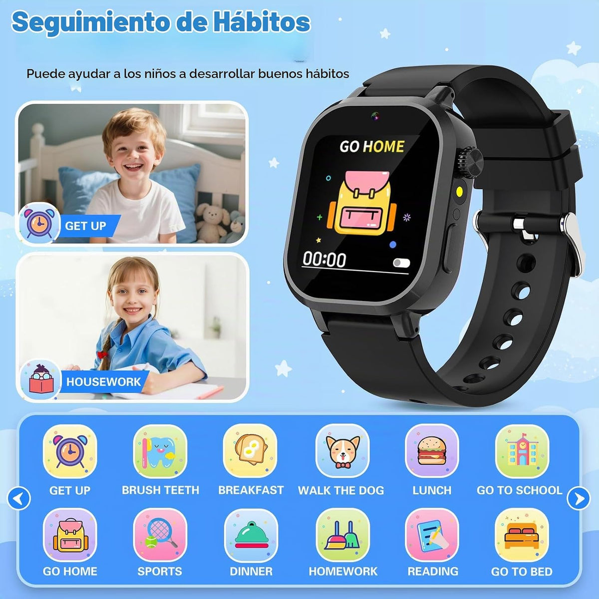 Wiszodet Reloj inteligente impermeable para niños, regalo para niño...