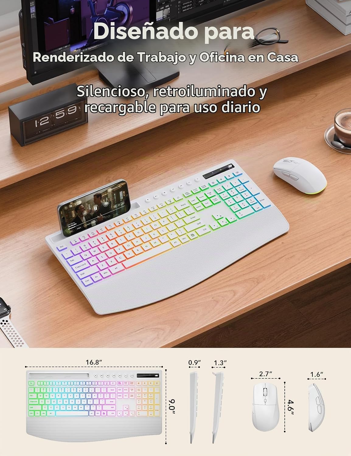 Trueque Combo de teclado y mouse inalámbricos, batería de 4000 mAh...