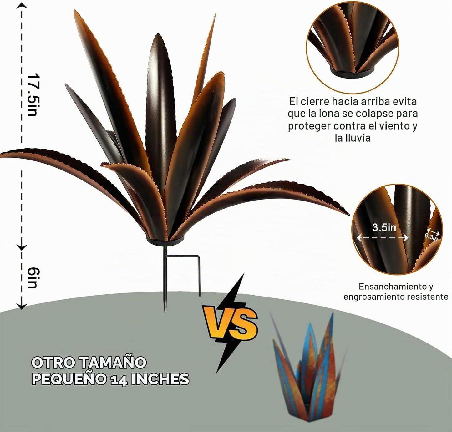 TOMBABY Agave de Metal Agrandado Engrosado Resistente al Viento Art...