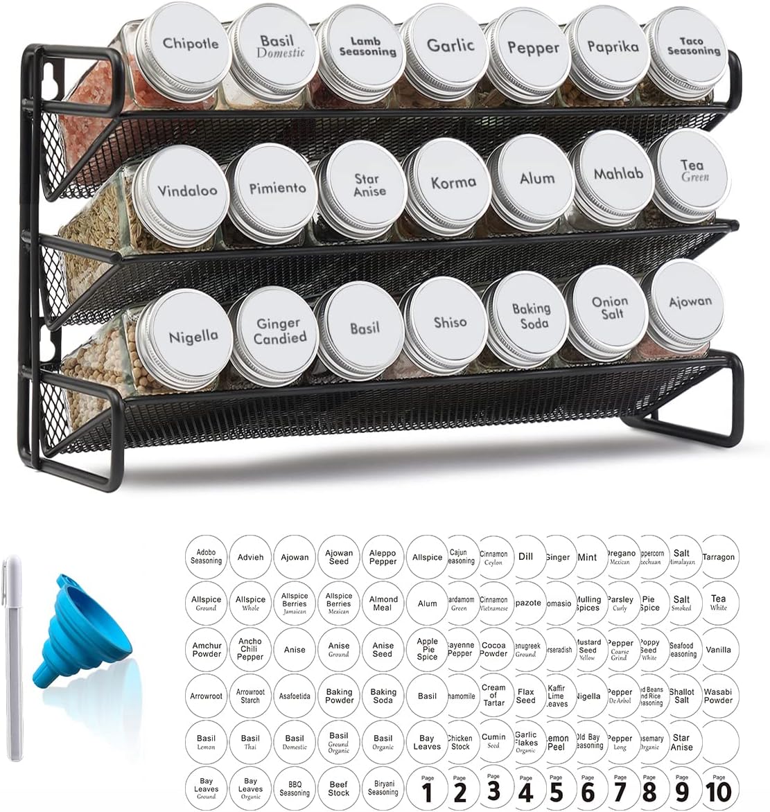 SpaceAid Organizador de Especieros con 21 Frascos de Especias, 386...