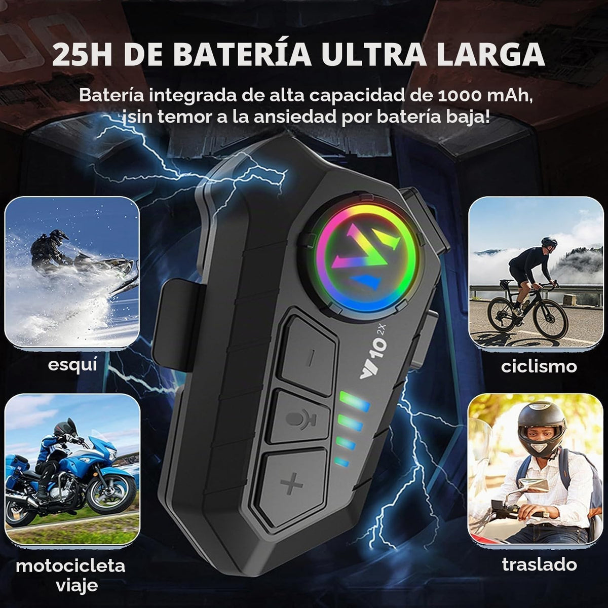 BTQILEYOO Y10-2X Auriculares Bluetooth para Casco de Motocicleta, I...