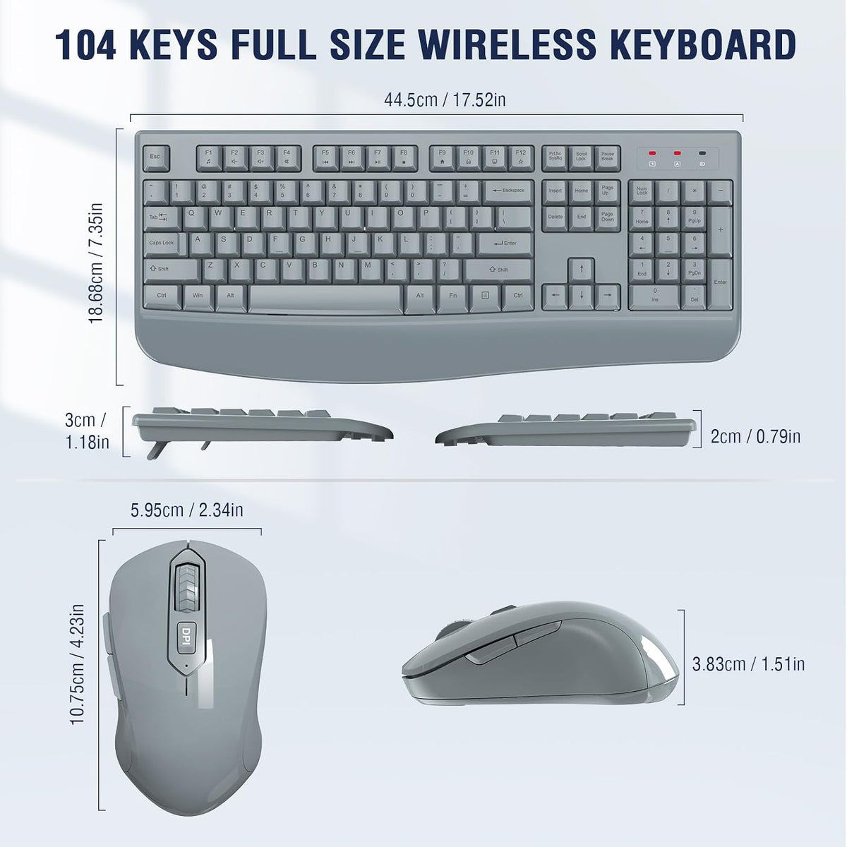 EDJO - Combo de teclado y mouse inalámbricos, teclado ergonómico de...