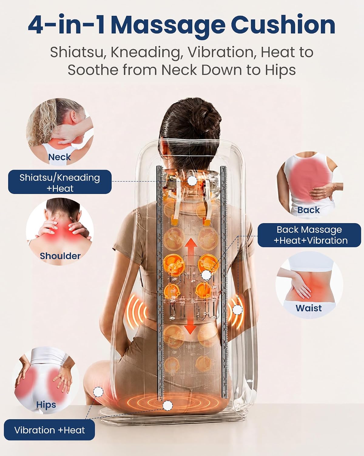 COMFIER Shiatsu Masajeador de cuello y espalda con calor de grafeno...