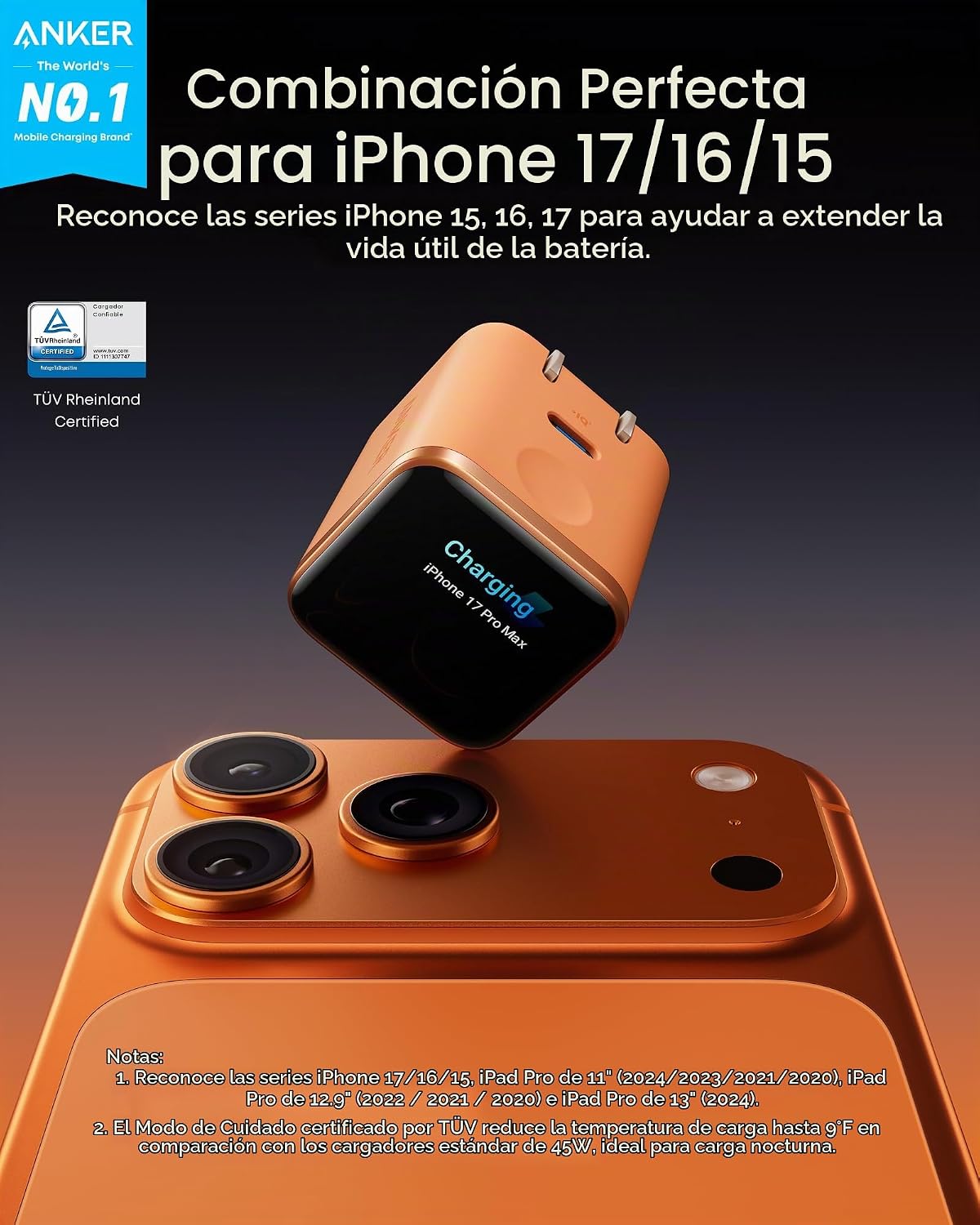 Anker Cargador de pantalla inteligente nano, cargador rápido USB C...