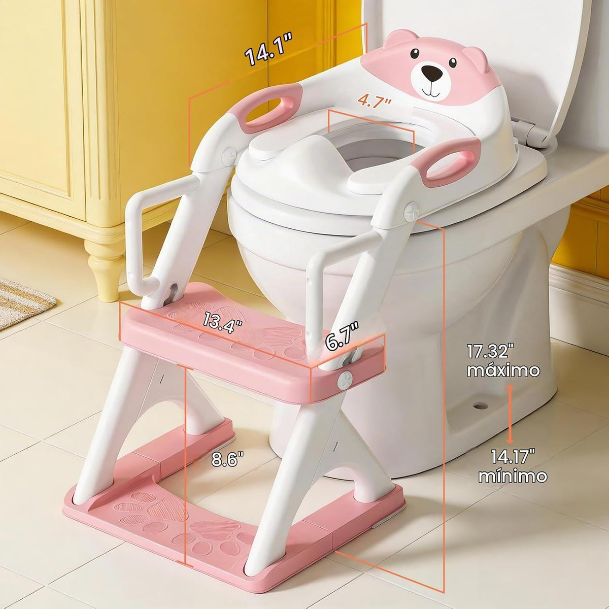 Reposabrazos de seguridad mejorados para asiento de inodoro 2 en 1...