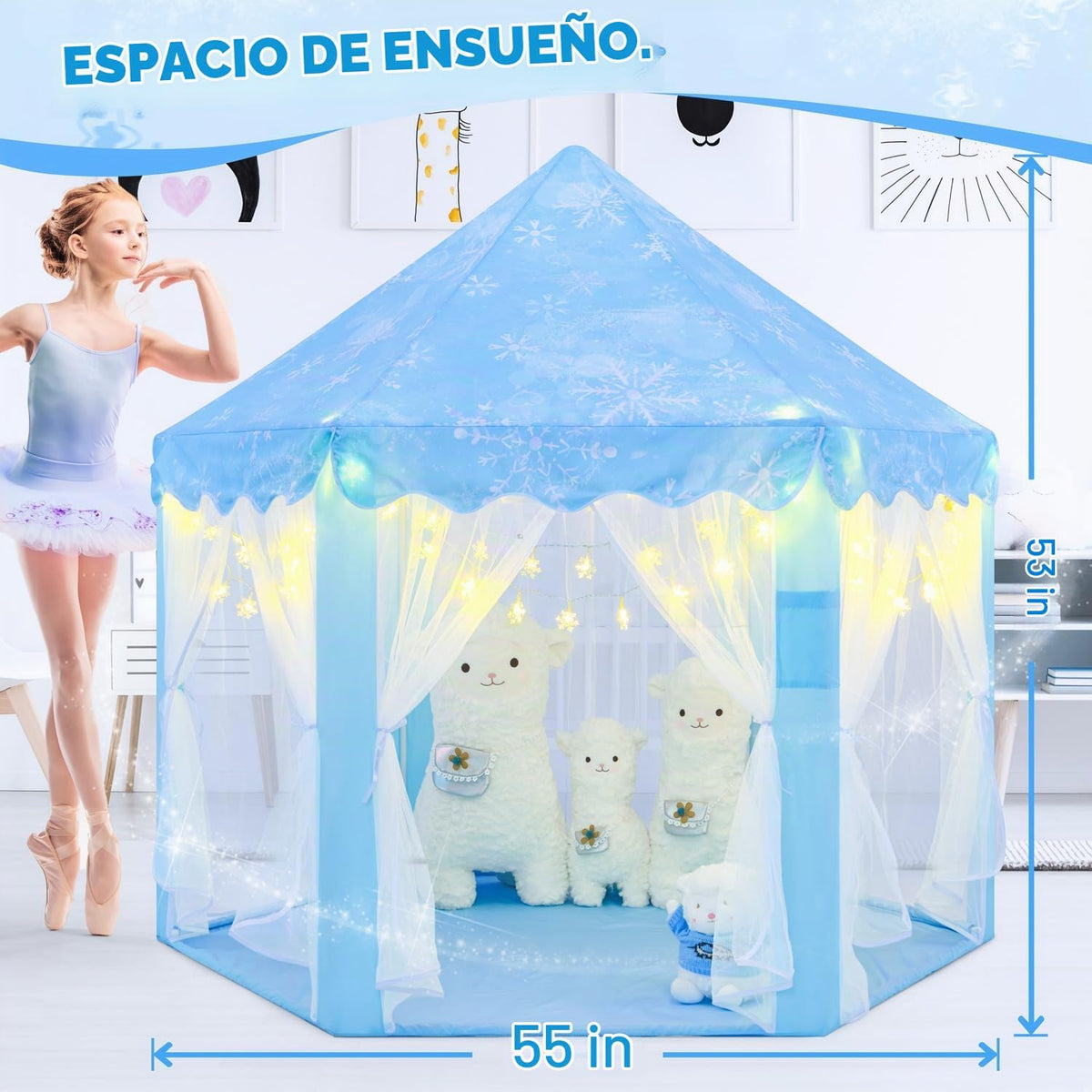 CUBNBUD - Tienda de campaña de Frozen para niñas de 4 a 7 años, pri...