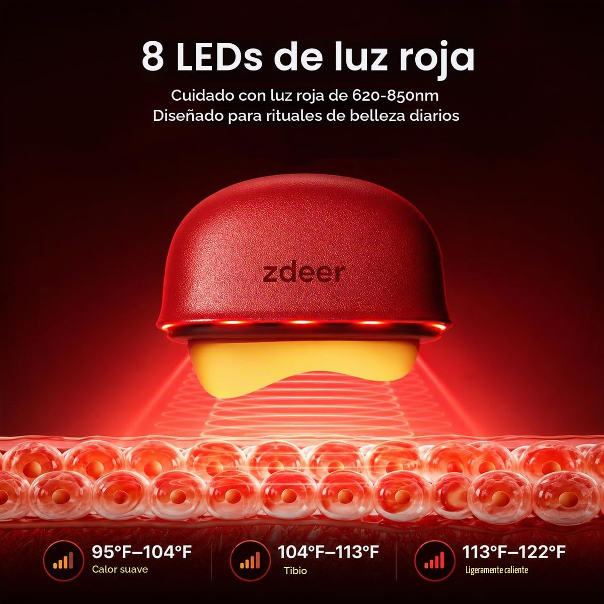 ZDEER Terapia de luz roja LED para masajeador facial y cuello, disp...
