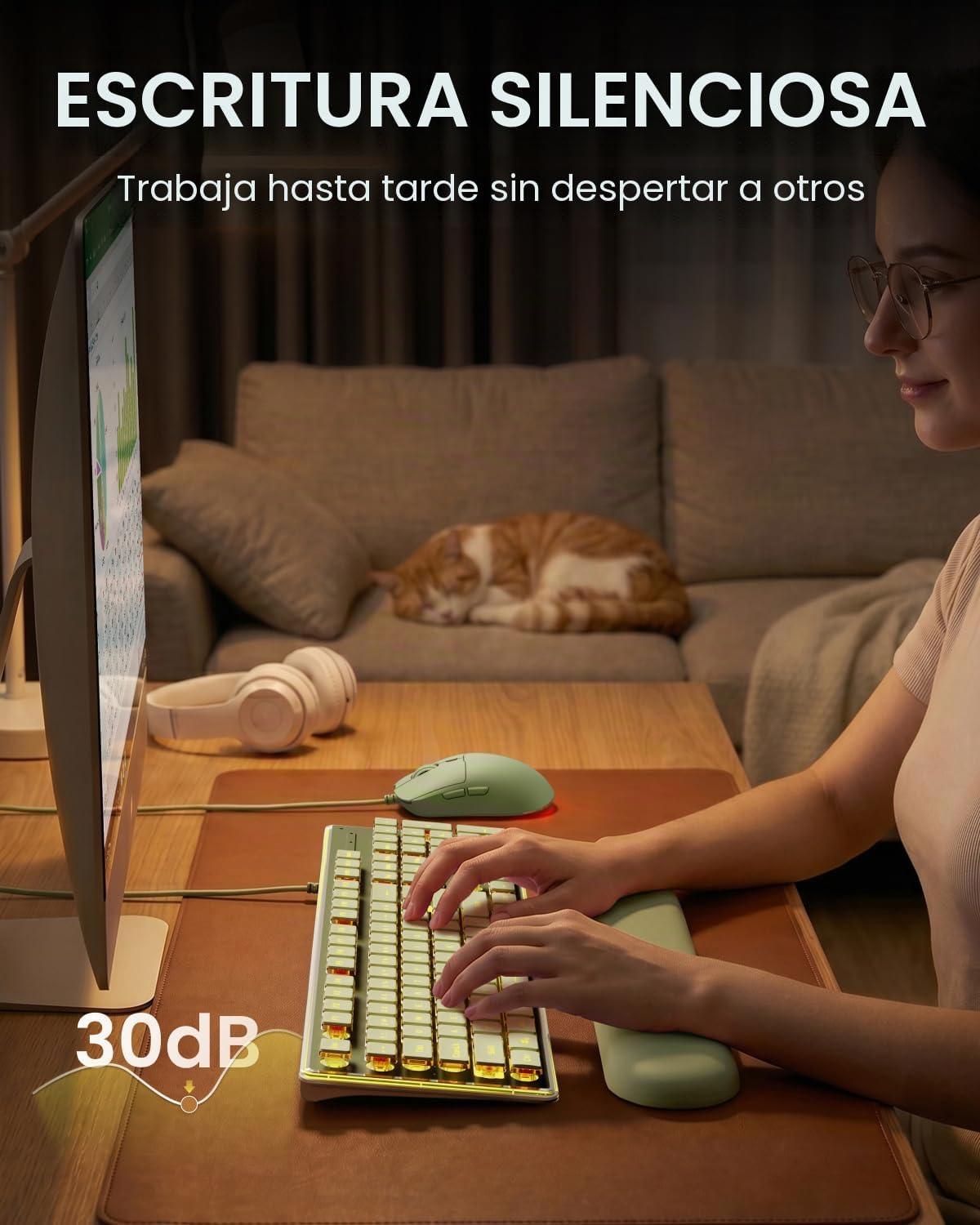 EWEADN GX710S Combo de teclado y mouse con cable con teclas de pudí...