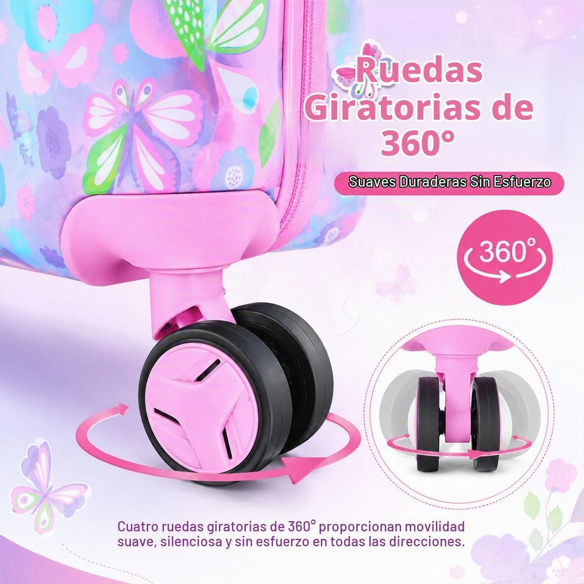 Equipaje para niños, juego de 2 piezas con ruedas giratorias de 360...