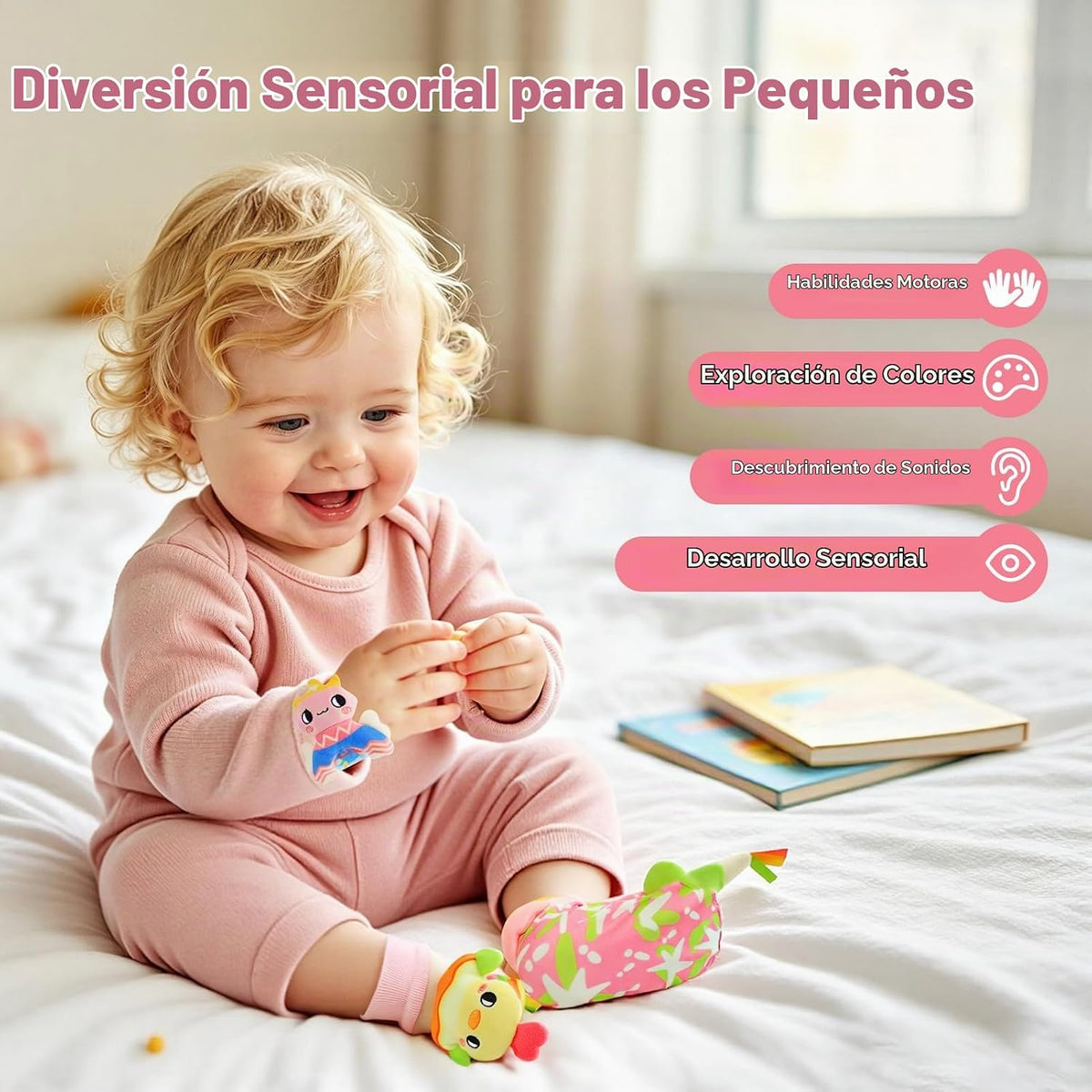 Zendstanding Calcetines de sonajero para bebés de 0 a 6 meses, jueg...