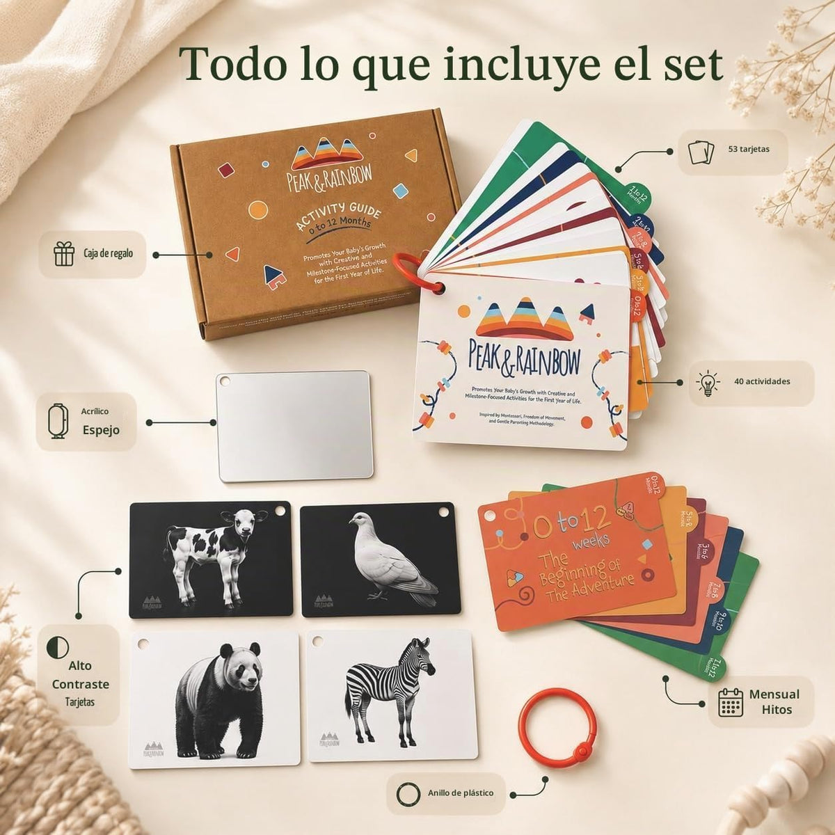 Tarjetas de actividades para bebés de 0 a 12 meses, tarjetas de act...