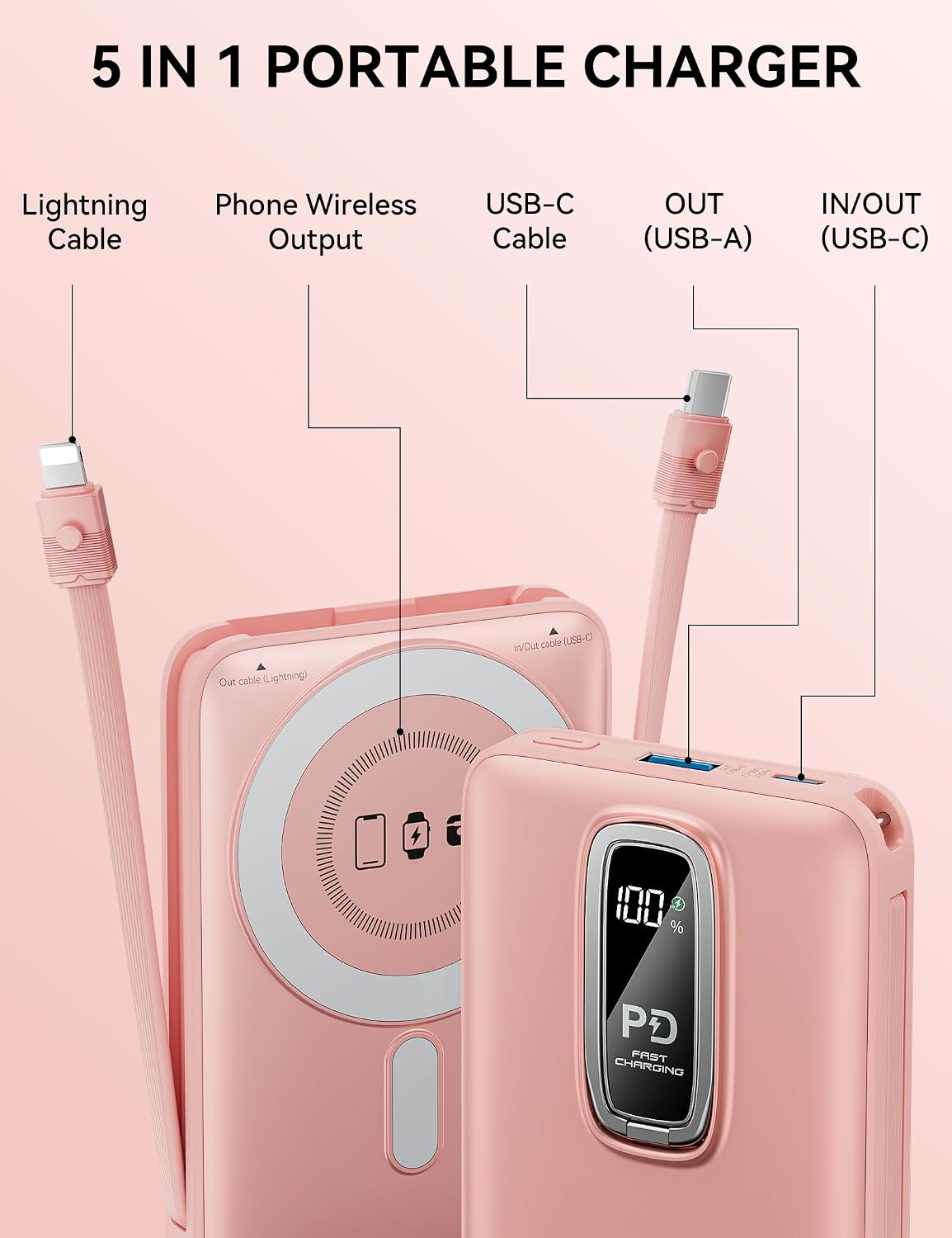 LENGSUM para Magsafe Power Bank 10000mah USB-C 20W Magsafe Battery...