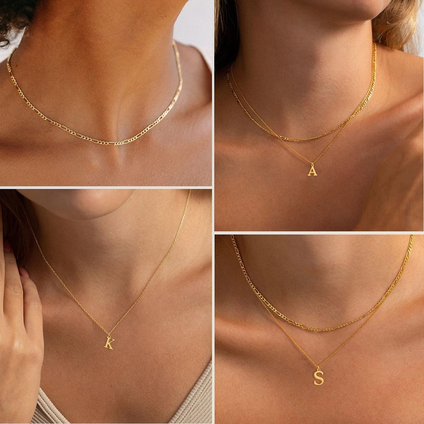 Collares con inicial GRCLD para mujer, collares delicados de oro y...