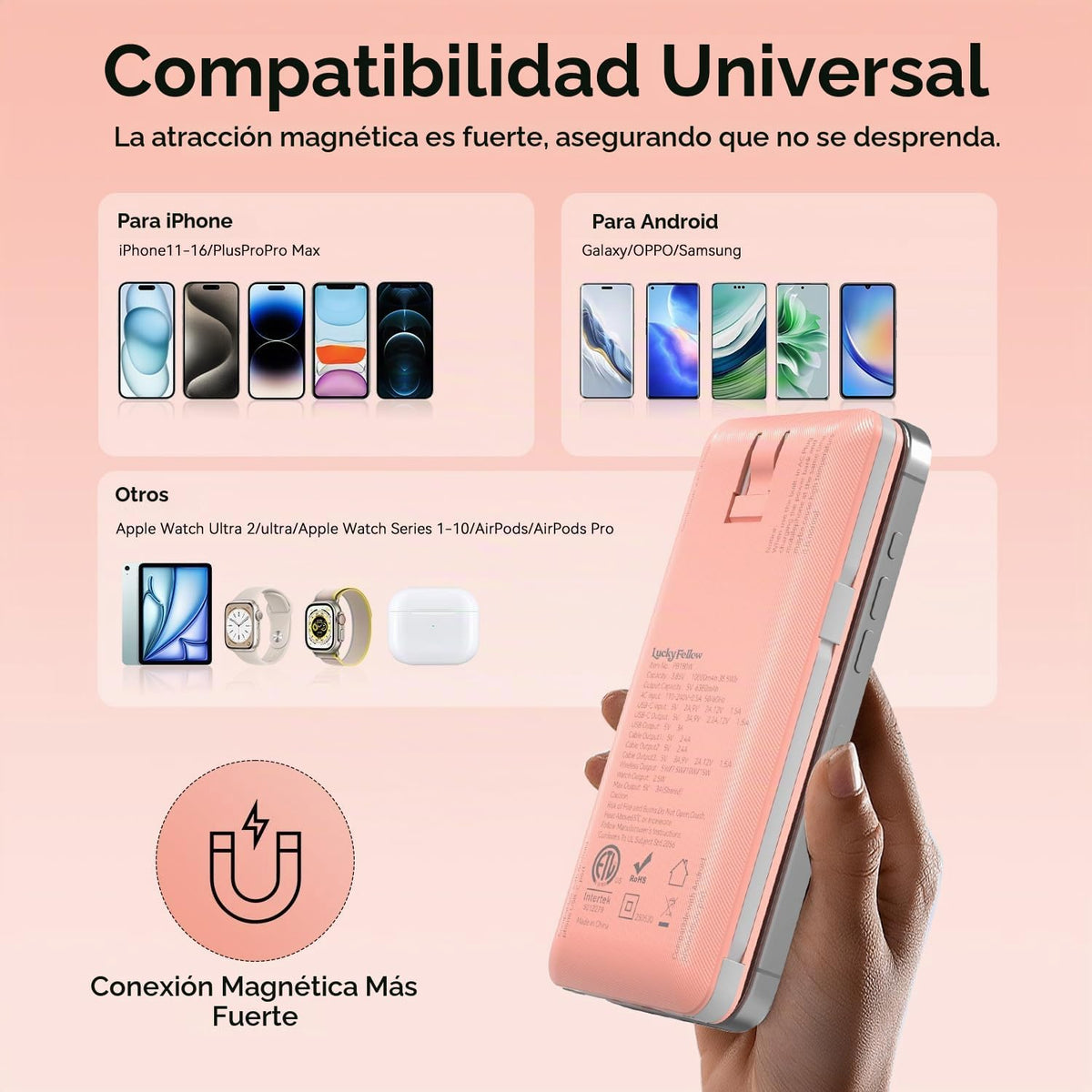 Cargador portátil magnético de 10000 mAh para iWatch y iPhone, 22.5...