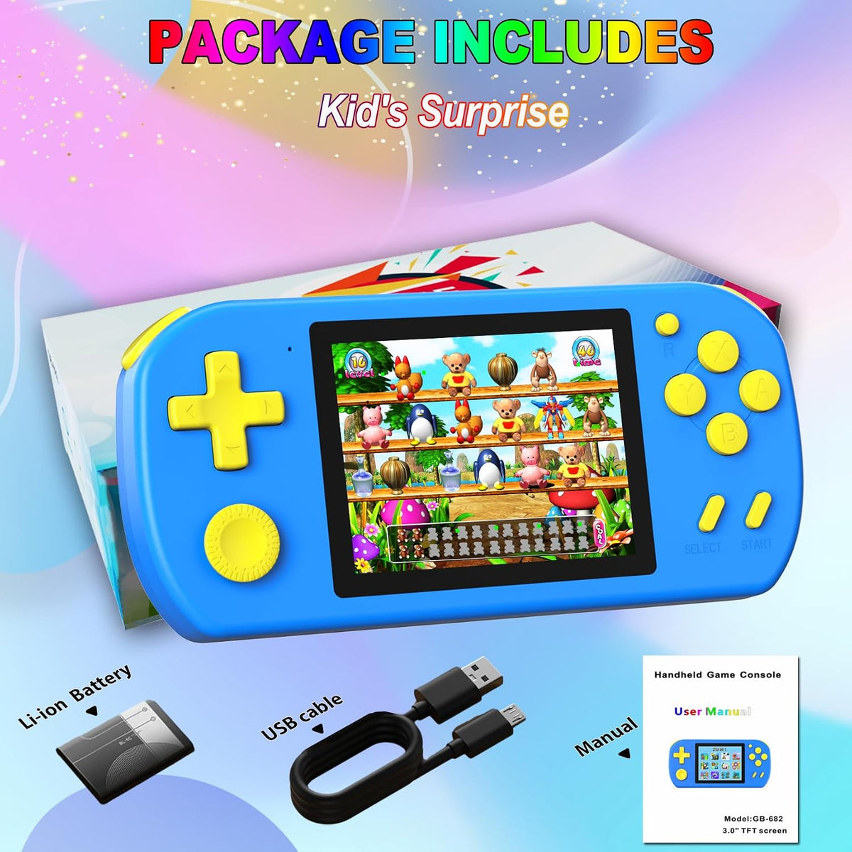 Juegos de mano para niños precargados 218 videojuegos, mini juguete...