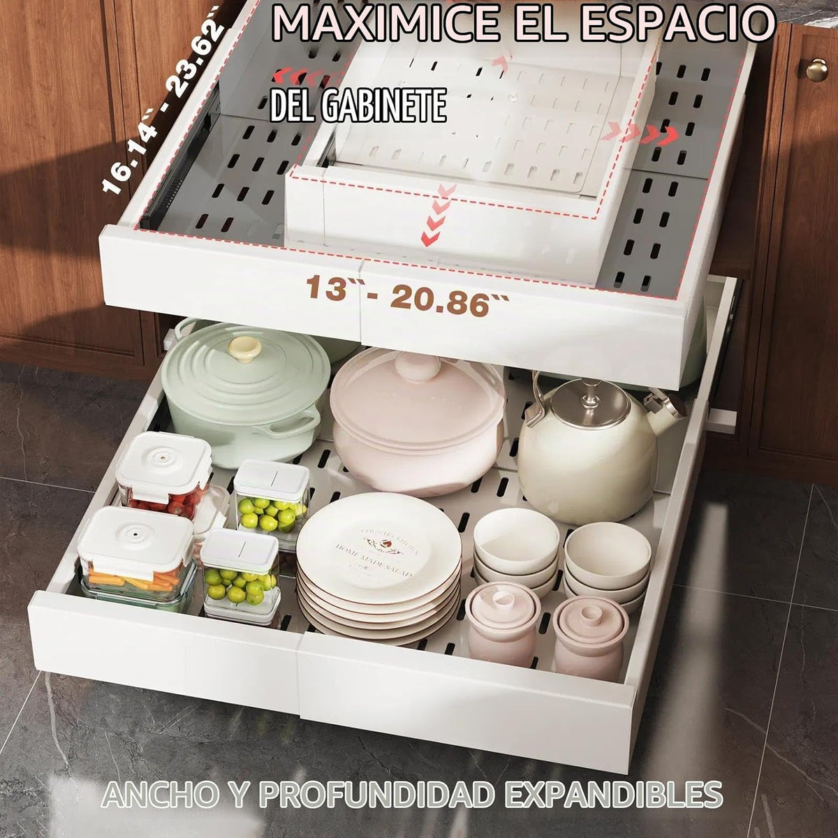 Seinloes Paquete de 4 organizadores extraíbles de gabinete expandib...