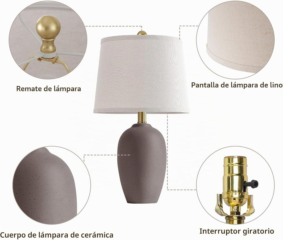 AIEAMPDO Juego de 2 lámparas de mesa de cerámica de granja de 21...