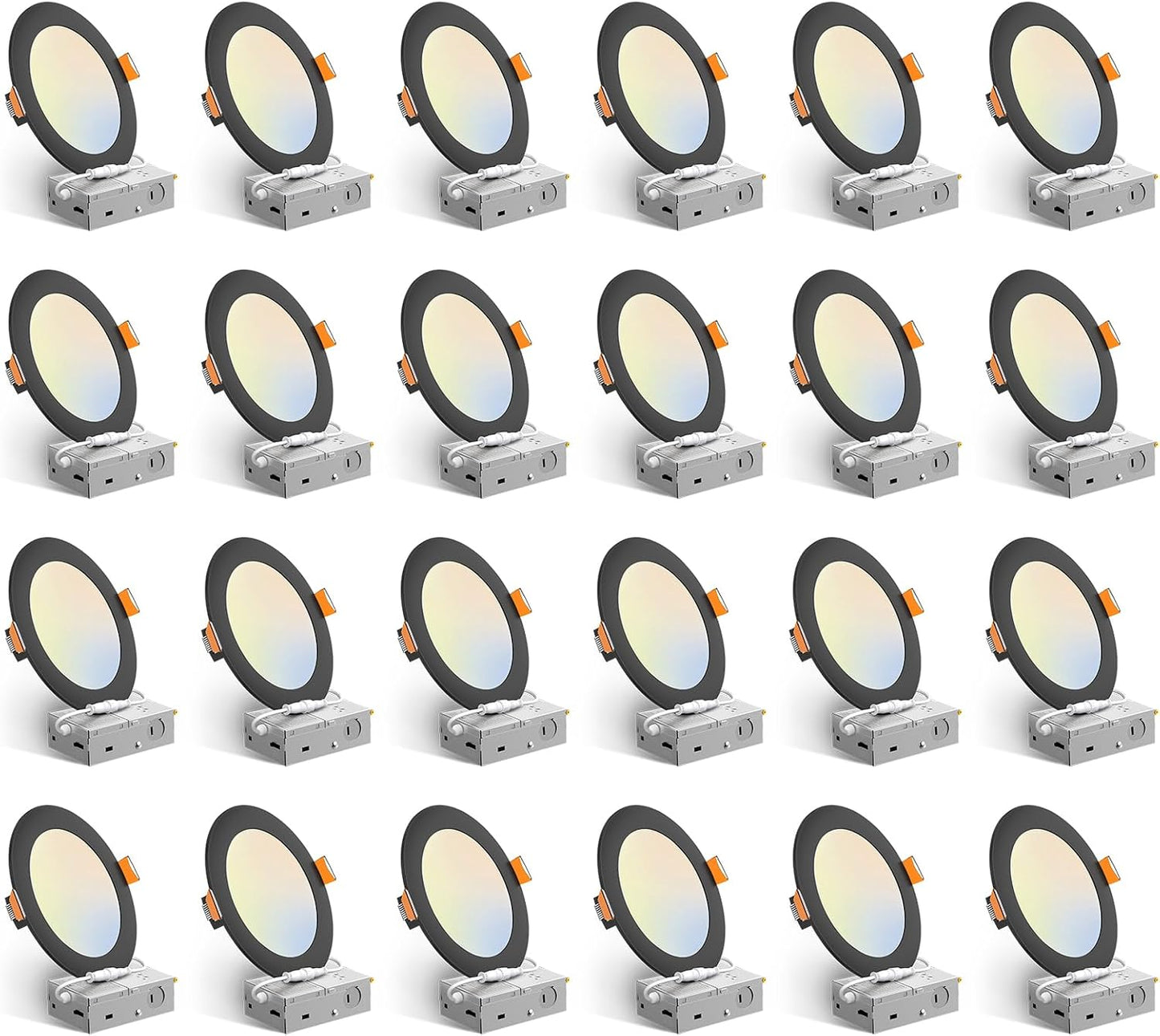 Amico Paquete de 24 luces LED empotrables de 6 pulgadas con caja de...
