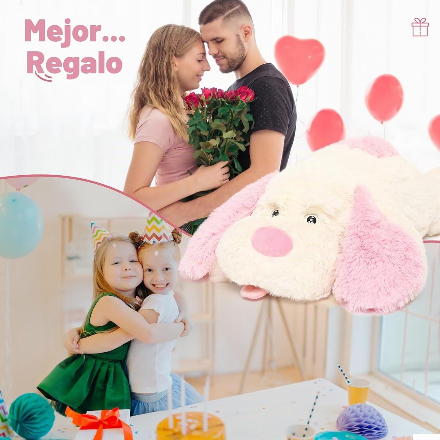 MorisMos Animales de peluche gigantes de perro, peluche de perro gr...