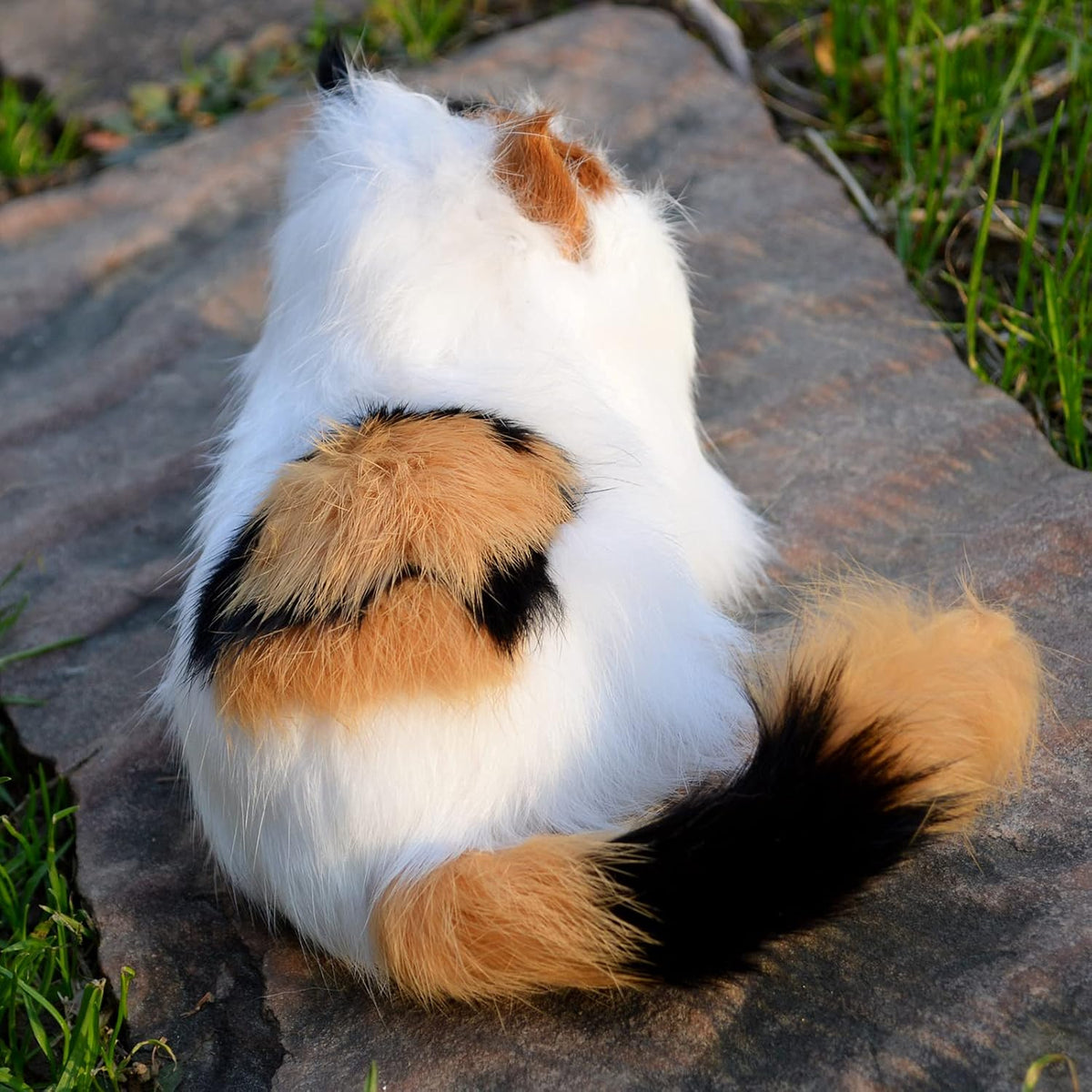 Figura realista de gato calicó para bebé, estatua de gatito peludo...