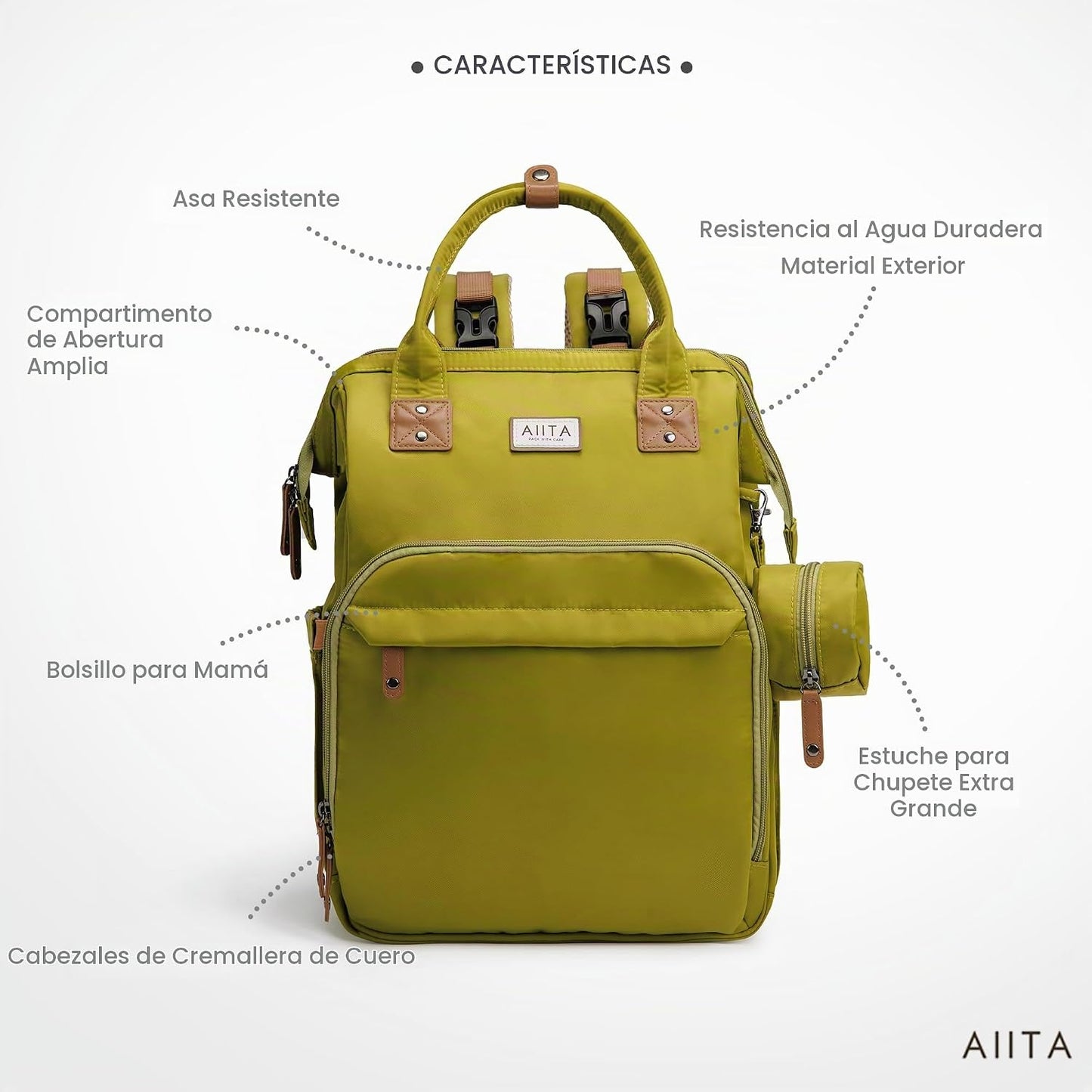 AIITA - Mochila de pañales, bolsa de pañales multifuncional con cam...