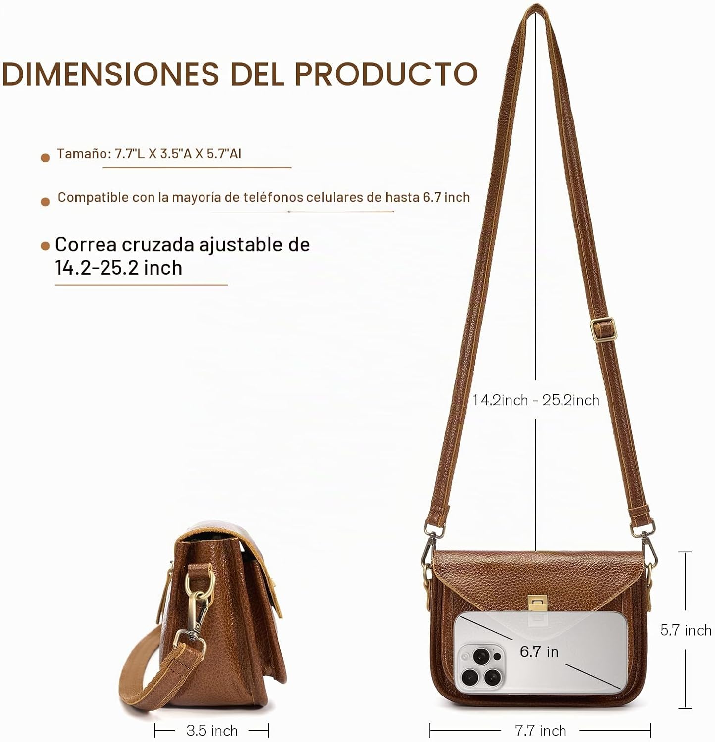 UEIRY Bolsos bandolera de cuero genuino para mujer, bolsos cruzados...