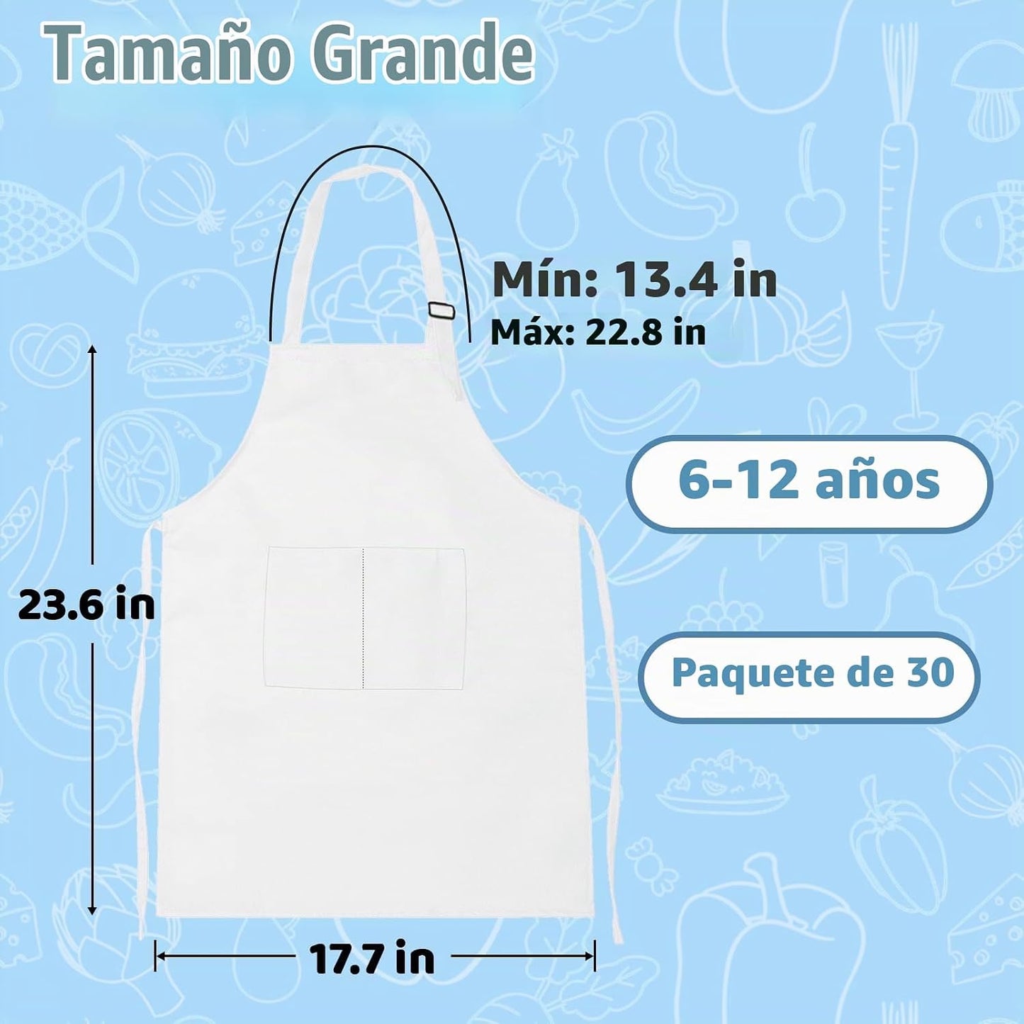 ZLEVEAYN Paquete de 30 delantales infantiles a granel con bolsillos...