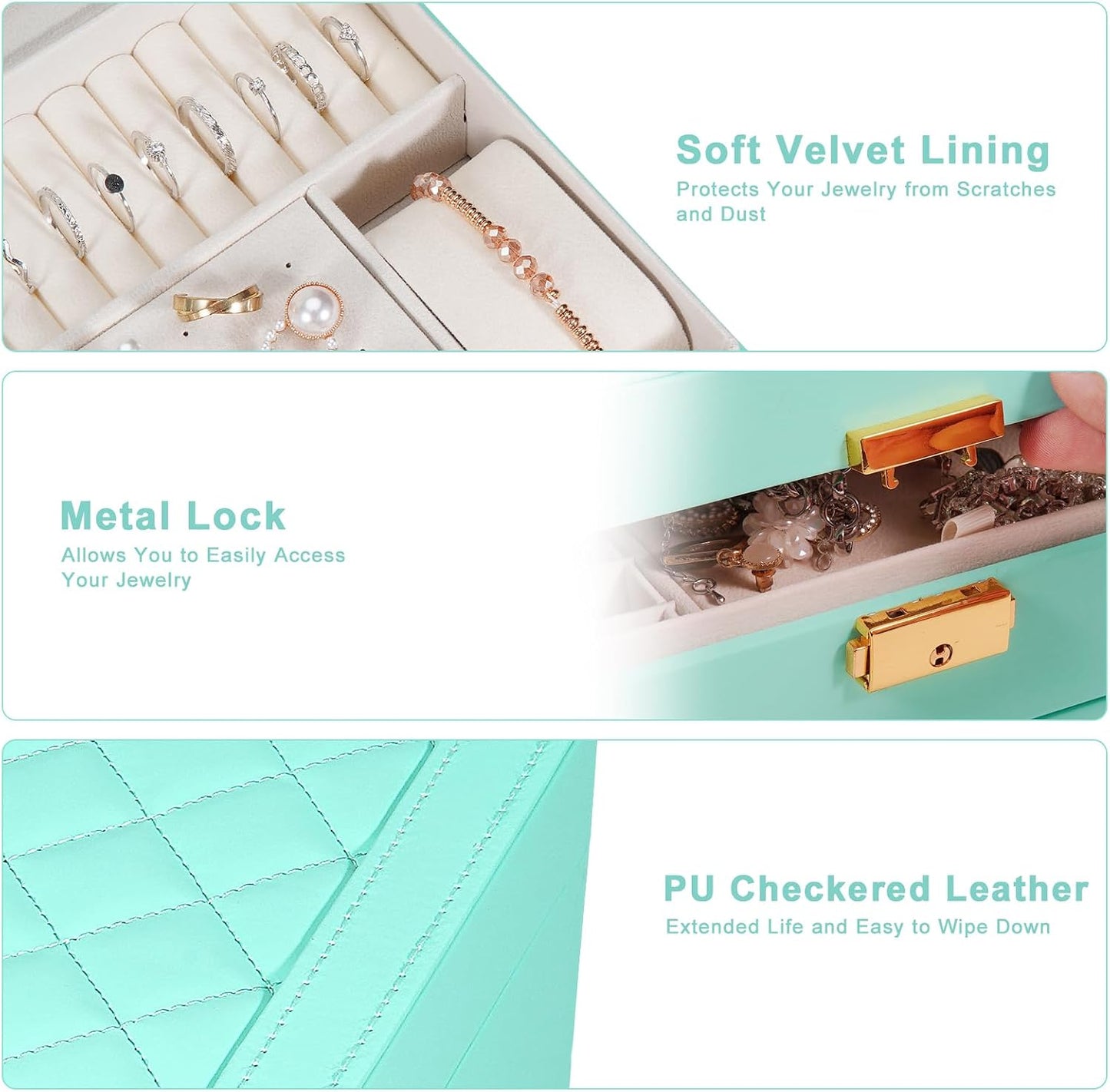 GUOER Joyero para mujeres, niñas y esposas, organizador de joyas gr...