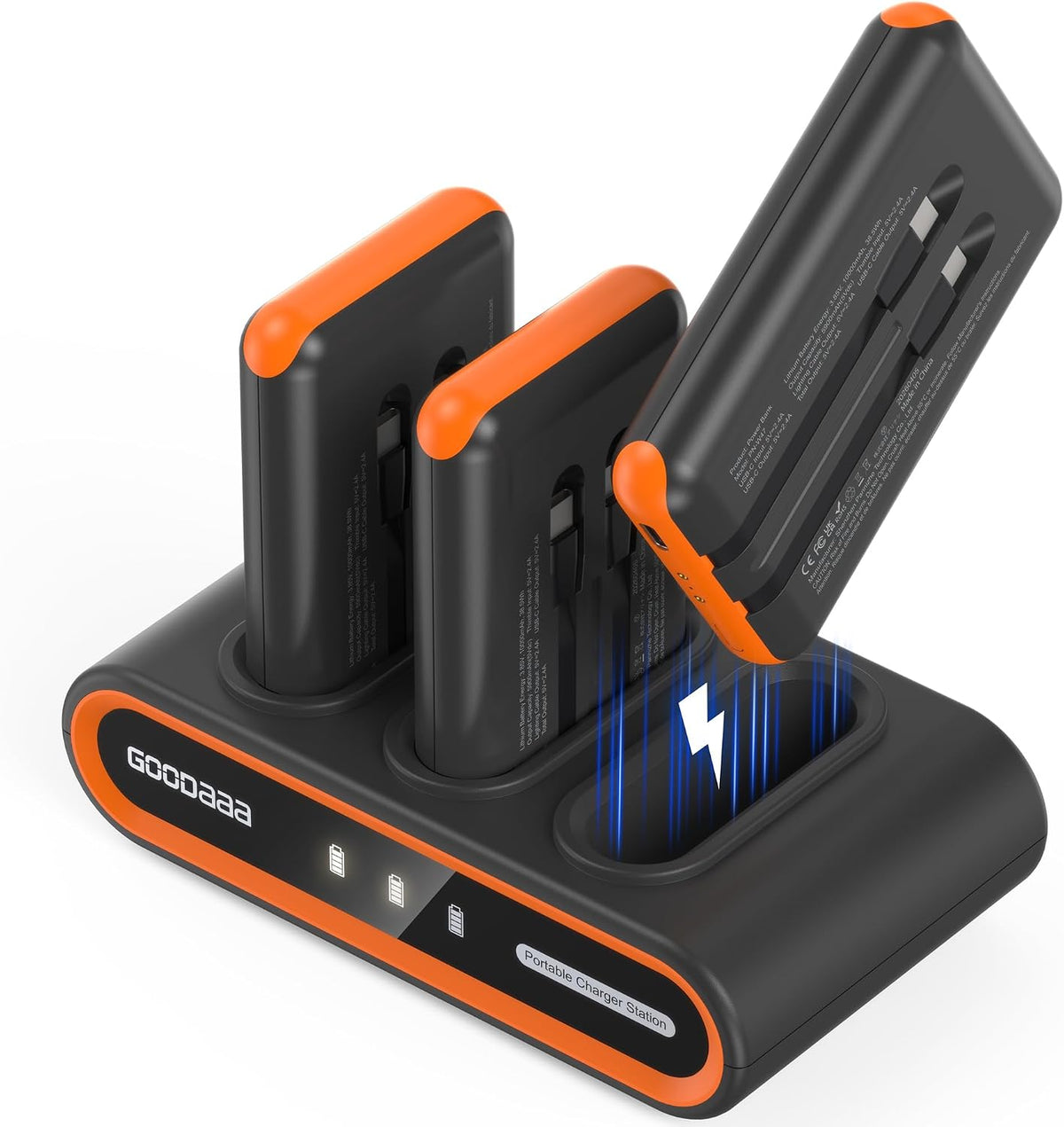 GOODaaa Cargador portátil, paquete de 3 cables integrados de banco...