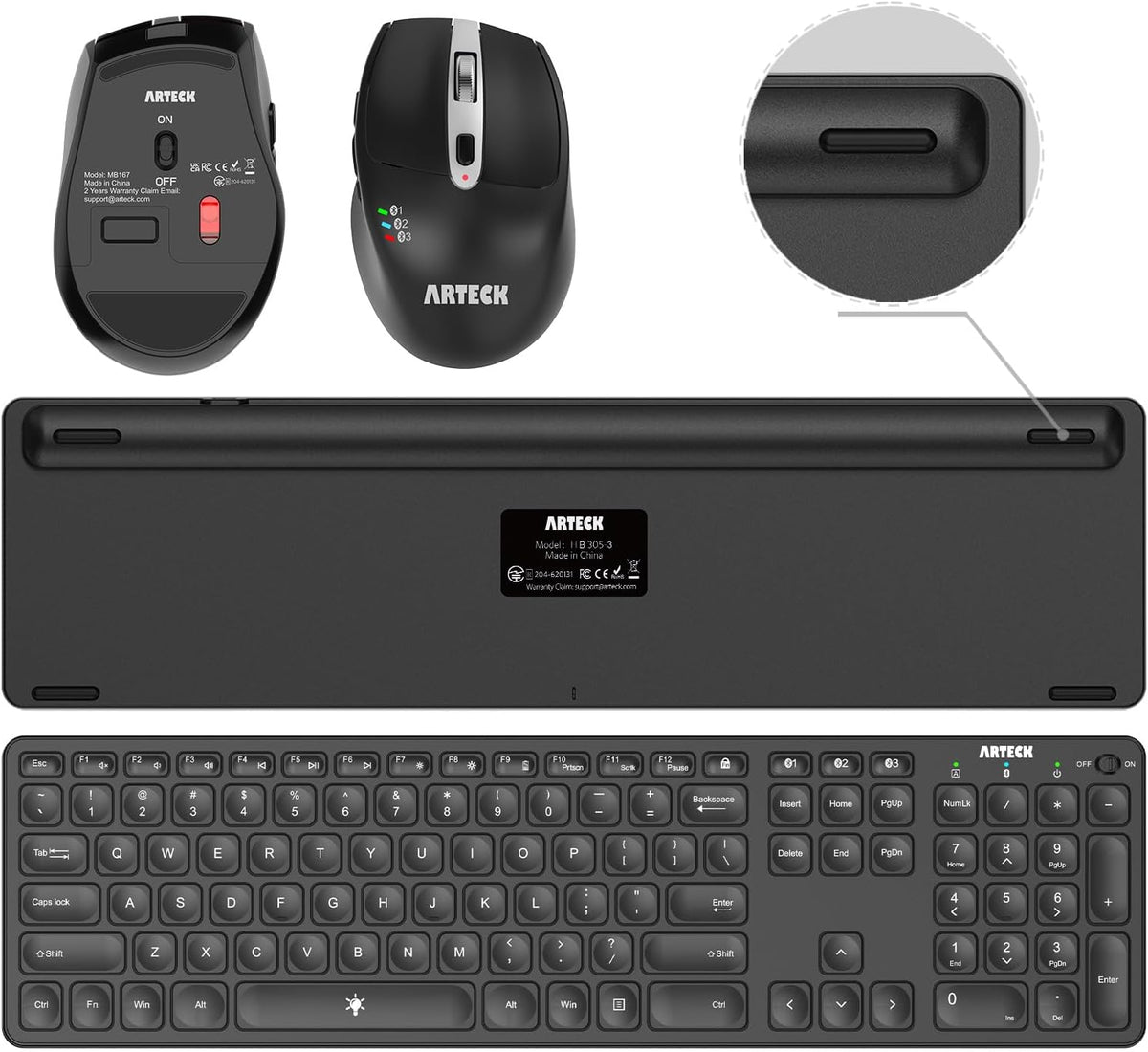 Arteck Teclado y Ratón Bluetooth Universal Multidispositivo Teclado...