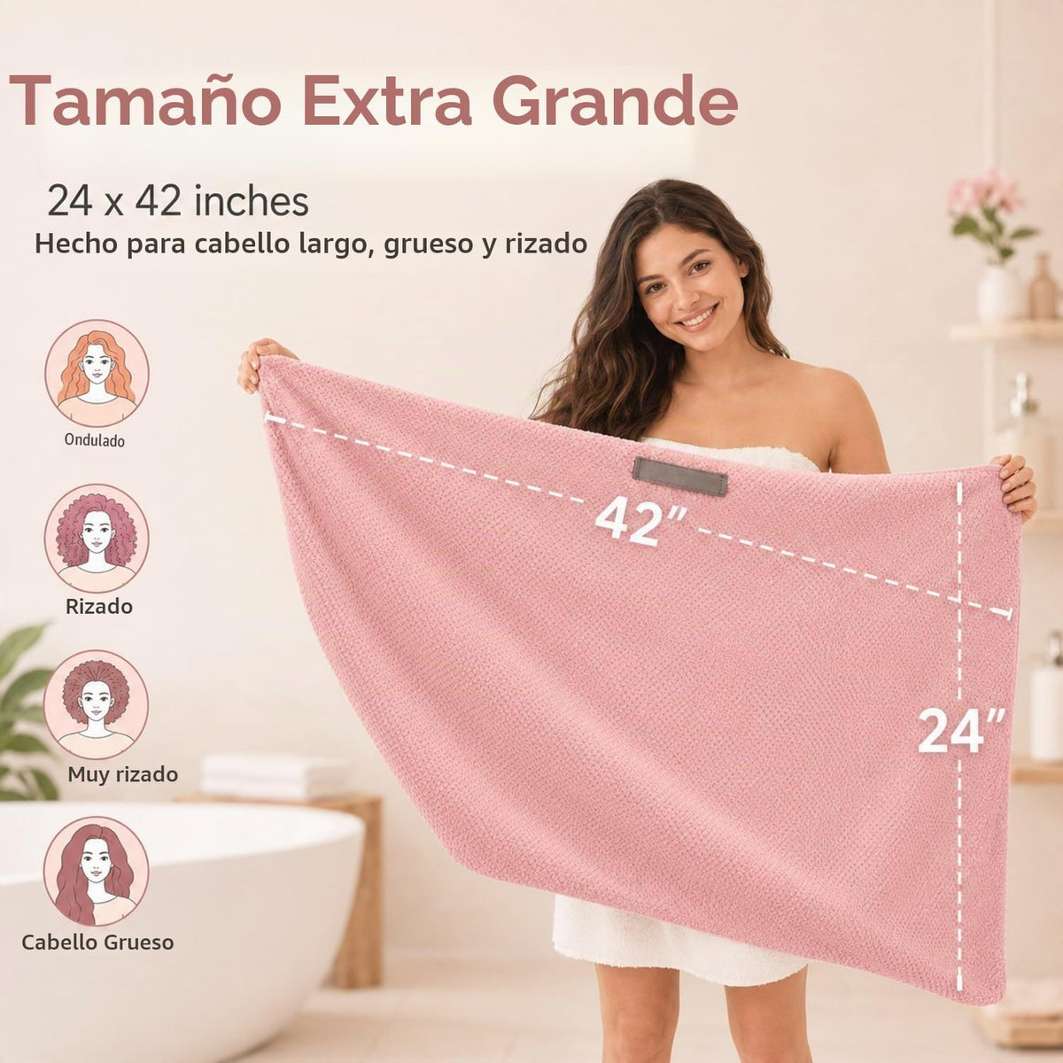 Toalla grande de microfibra para mujer, secado rápido y absorbente...