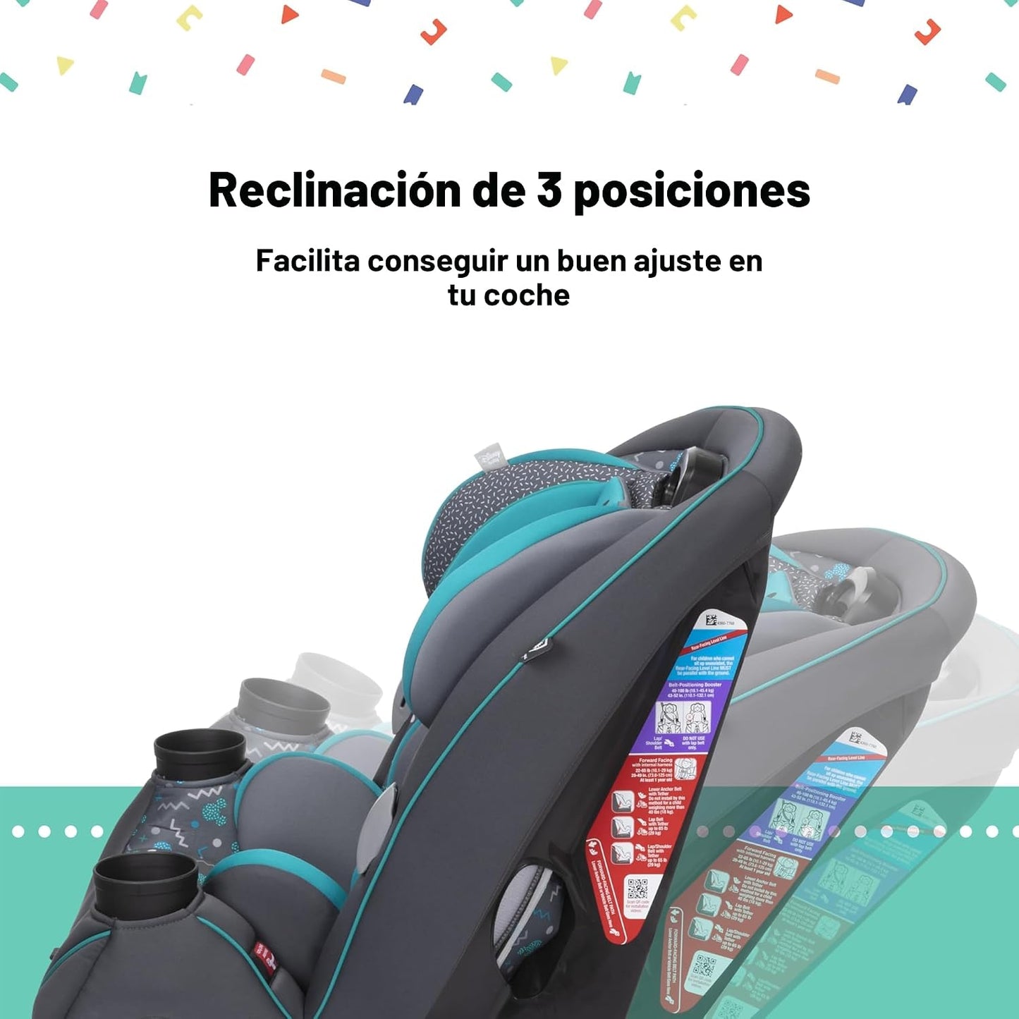 Asiento de coche convertible Disney Grow and Go, orientado hacia at...