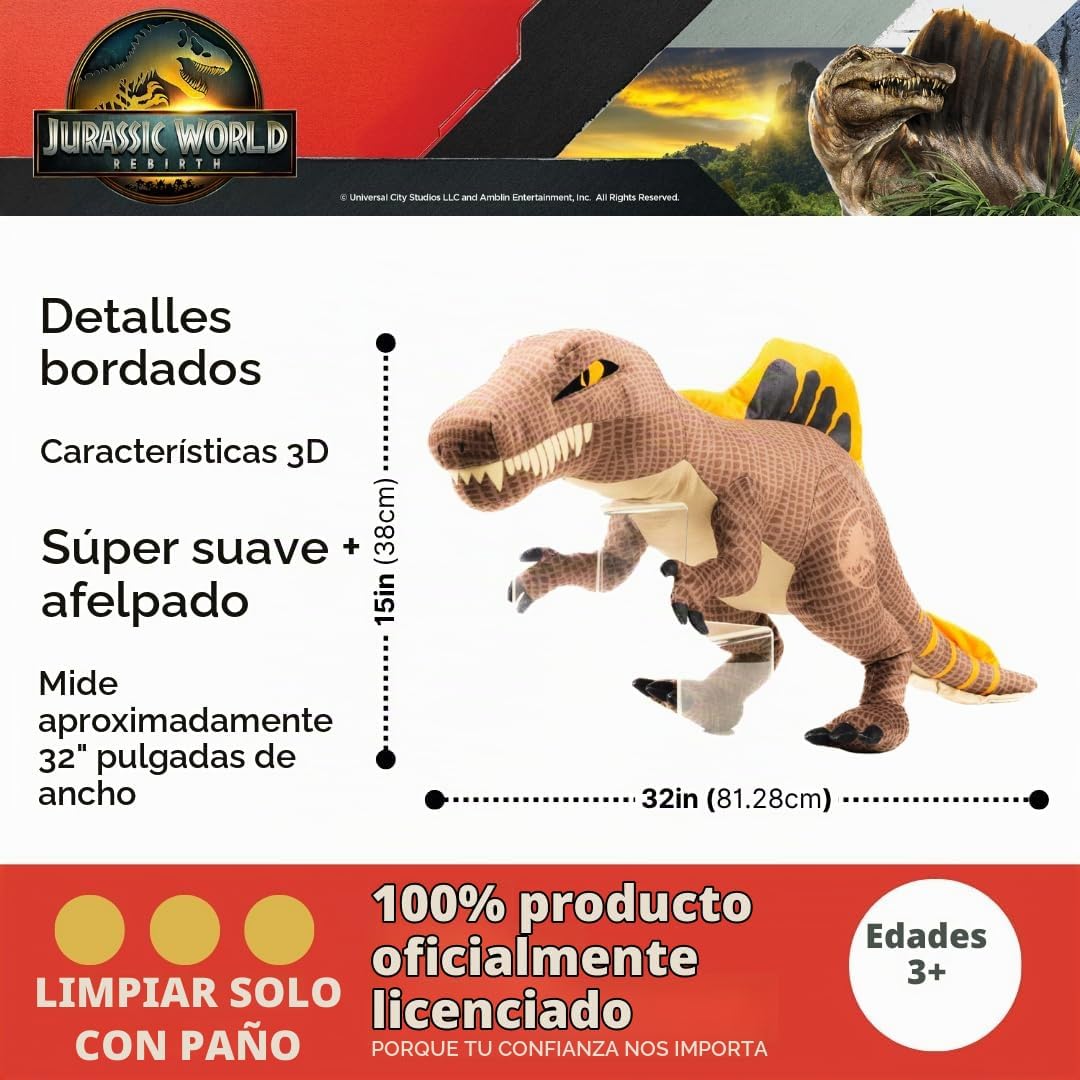 Jurassic World Rebirth Almohada de Abrazo Spinosaurus, Ropa de Cama...