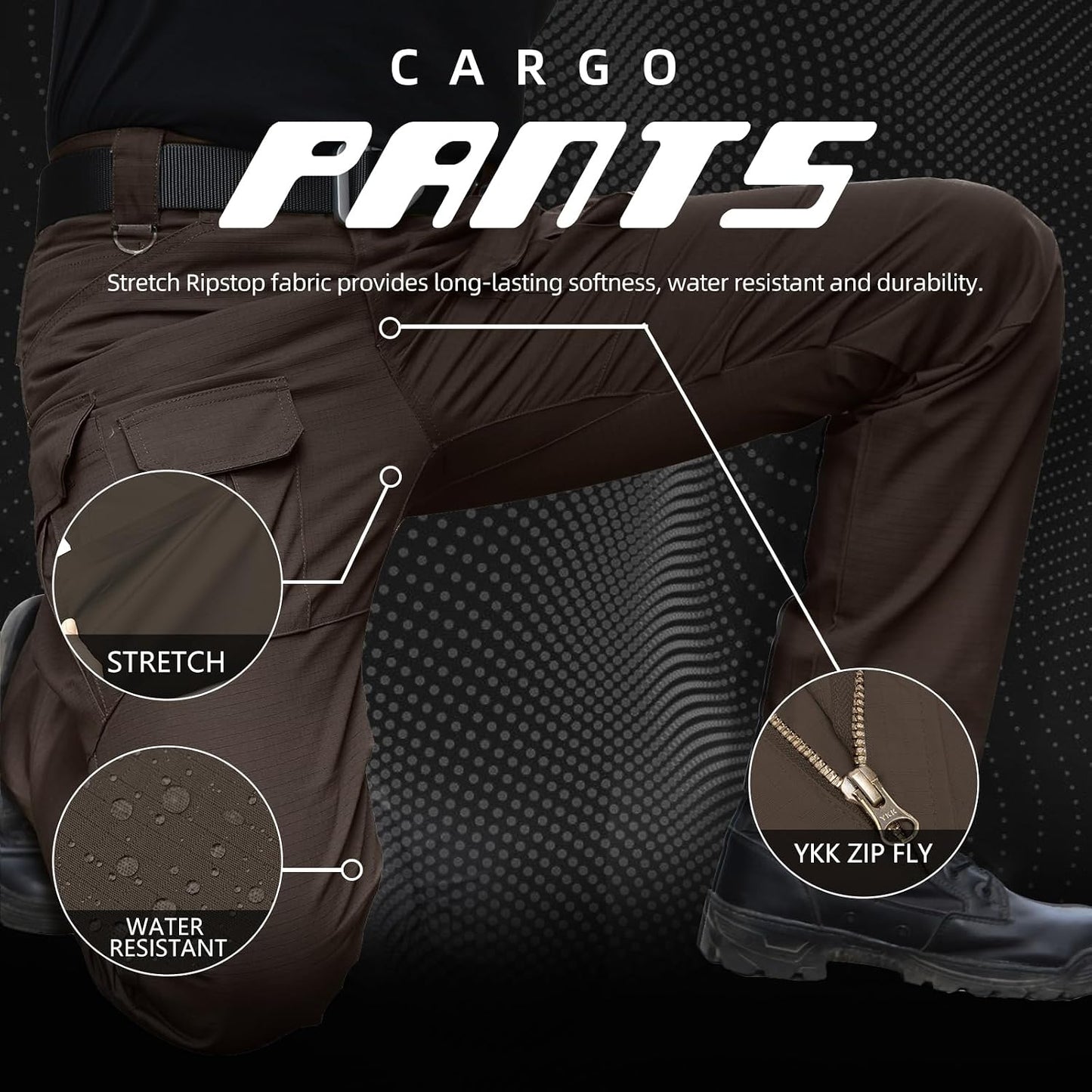 Hiwise Pantalones tácticos elásticos para hombre, resistentes al ag...