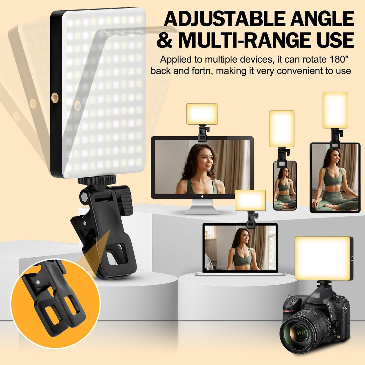 Singwil Luz de selfie de 120 LED para iPhone, luz de teléfono portá...