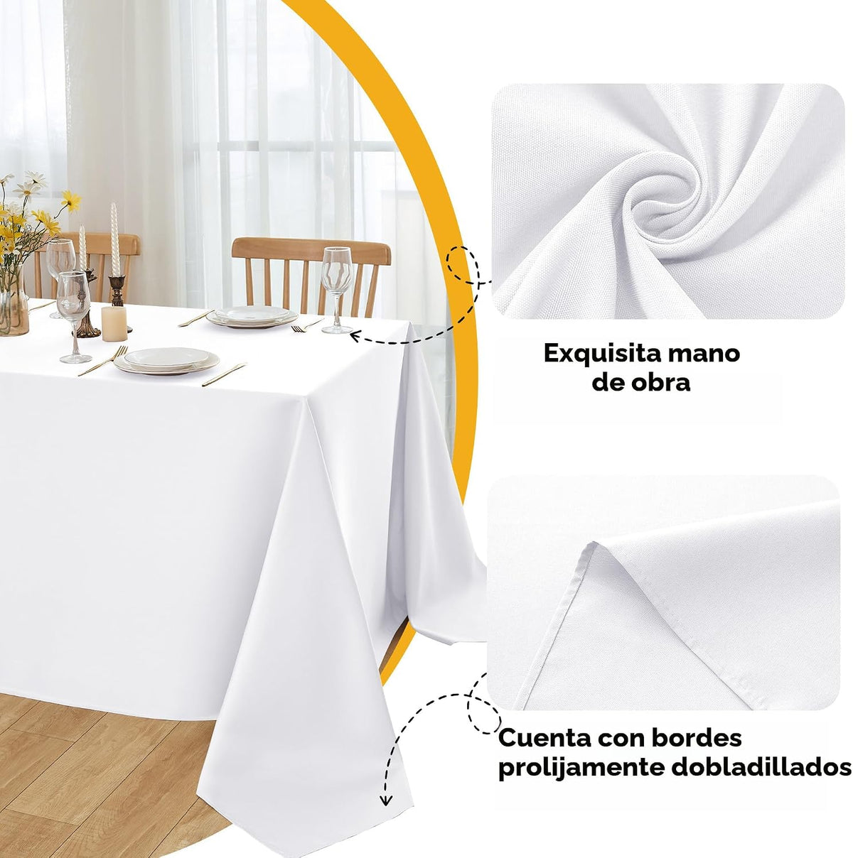 Dailyset Paquete de 10 manteles blancos para mesas rectangulares, 6...