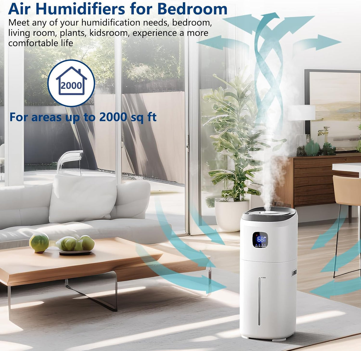 KZF Humidificadores para dormitorio, humidificador de habitación gr...
