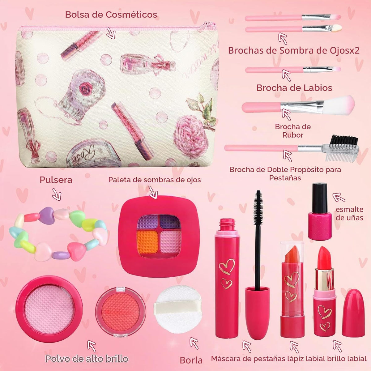 Woumserta Regalos para niñas, maquillaje básico de simulación para...