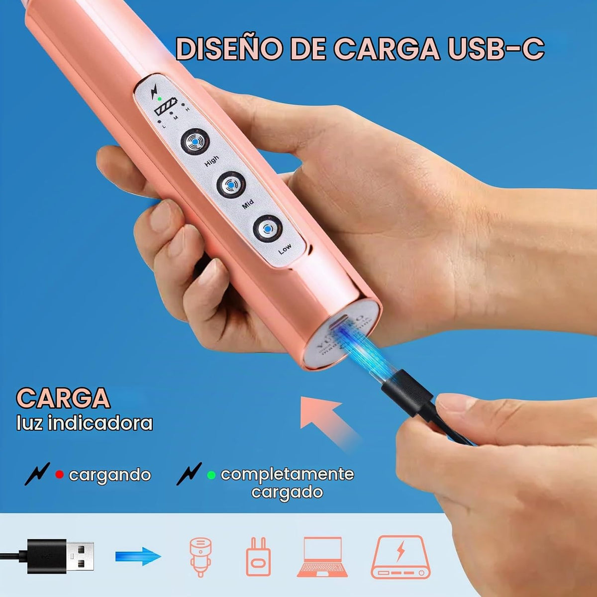 YUSWKO Varita De Espumador De Leche De Mano De Oro Rosa para Café,...