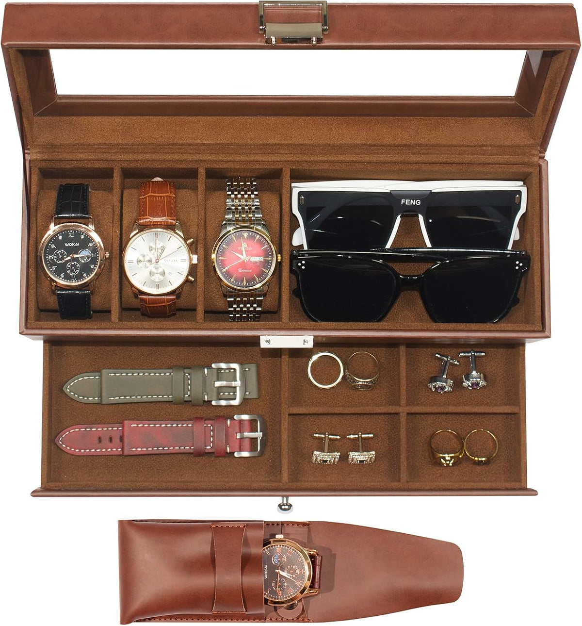 GLOBAL KA Juego de caja de reloj y bolsa de almacenamiento para rel...