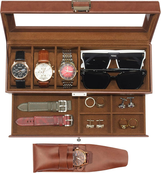 GLOBAL KA Juego de caja de reloj y bolsa de almacenamiento para rel...