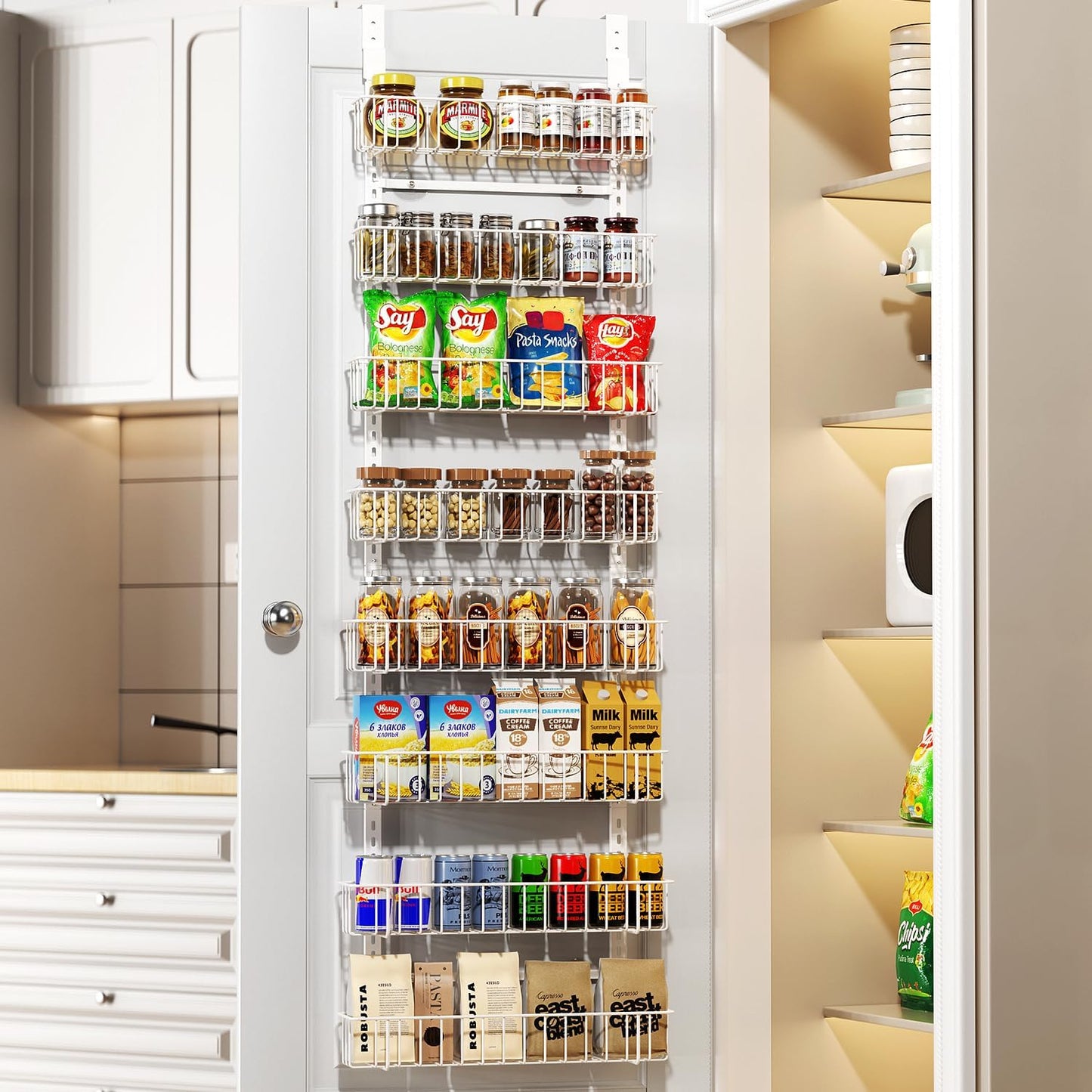 Delamu Organizador Ajustable para Puerta de Gabinete, Organizador d...